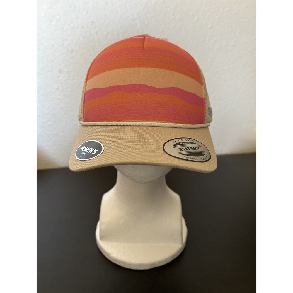Columbia Trucker Style Women Pink Coral Tan Snap Back Adjustable Hat Cap O/S